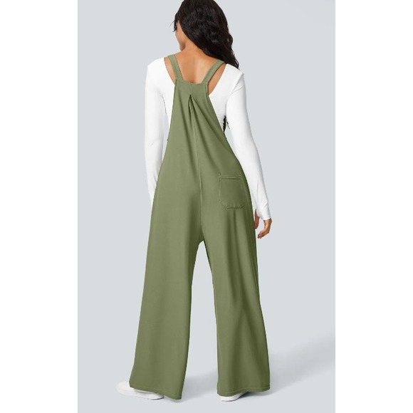 HALARA Wide Leg Casual Jogger Overalls Jumpsuit Adjustable XS Olive Green NWT - Picture 5 of 6